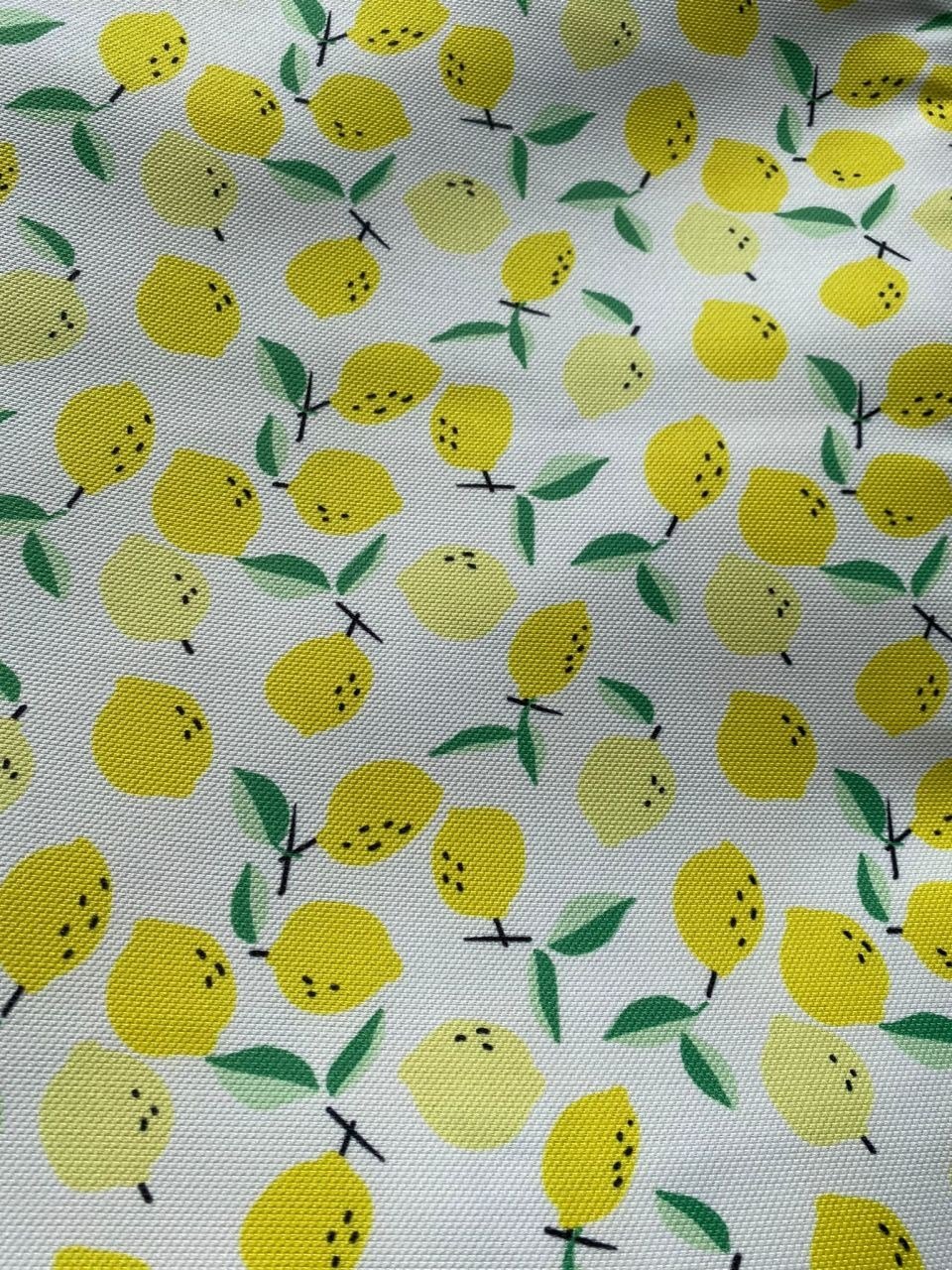 Beyaz Zemin Limon Desenli Kumaş