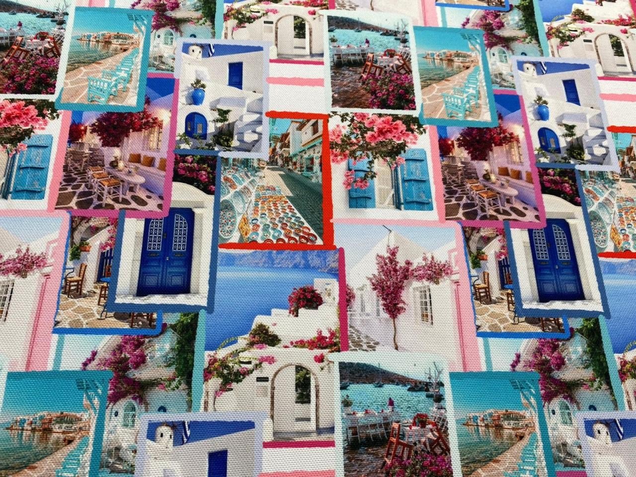 Bodrum Şehir Desenli Kumaş