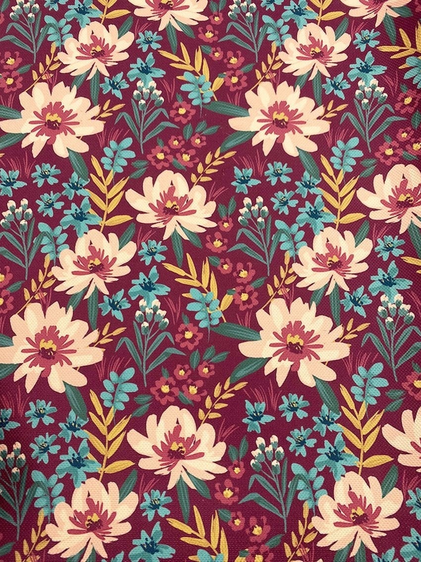 Bordo Çiçek Desenli Kumaş