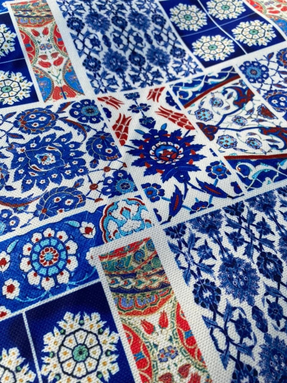 Çini Patchwork Desenli Kumaş