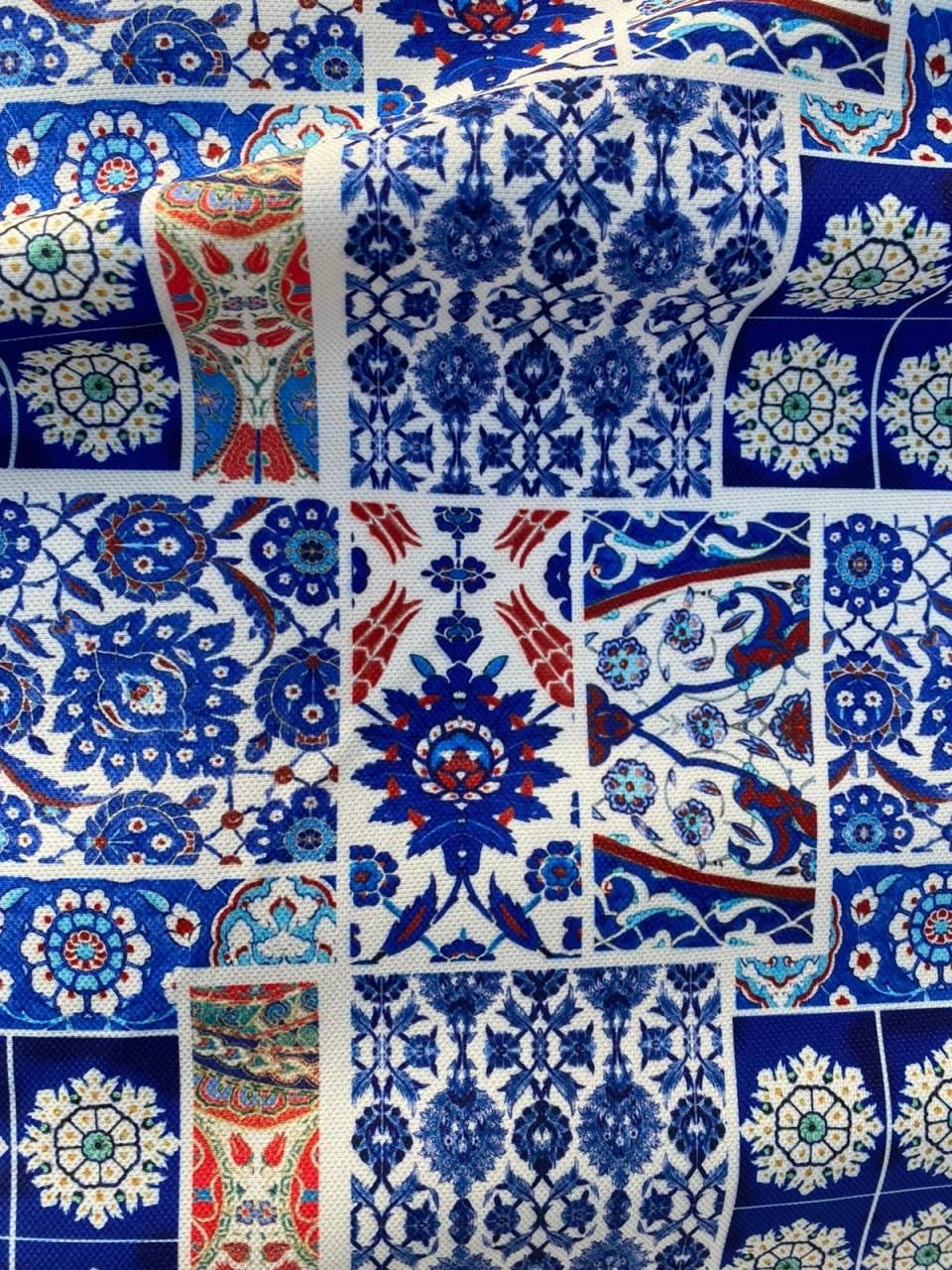 Çini Patchwork Desenli Kumaş