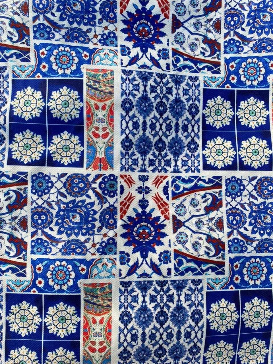 Çini Patchwork Desenli Kumaş