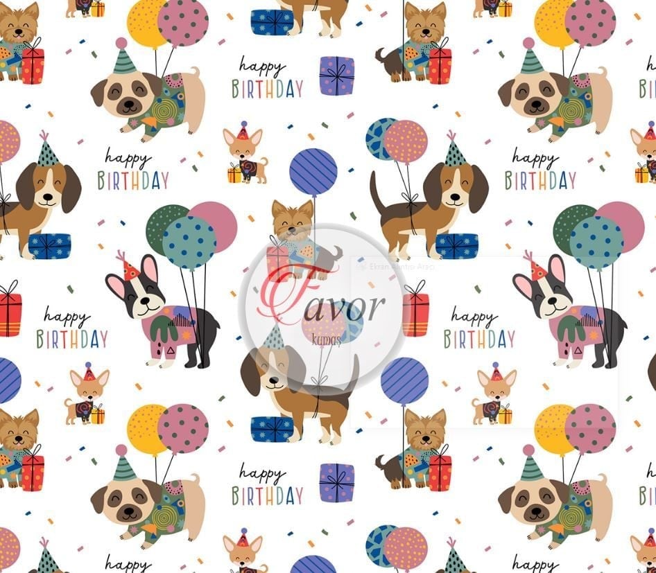 Çizgi Köpek Desenli Kumaş