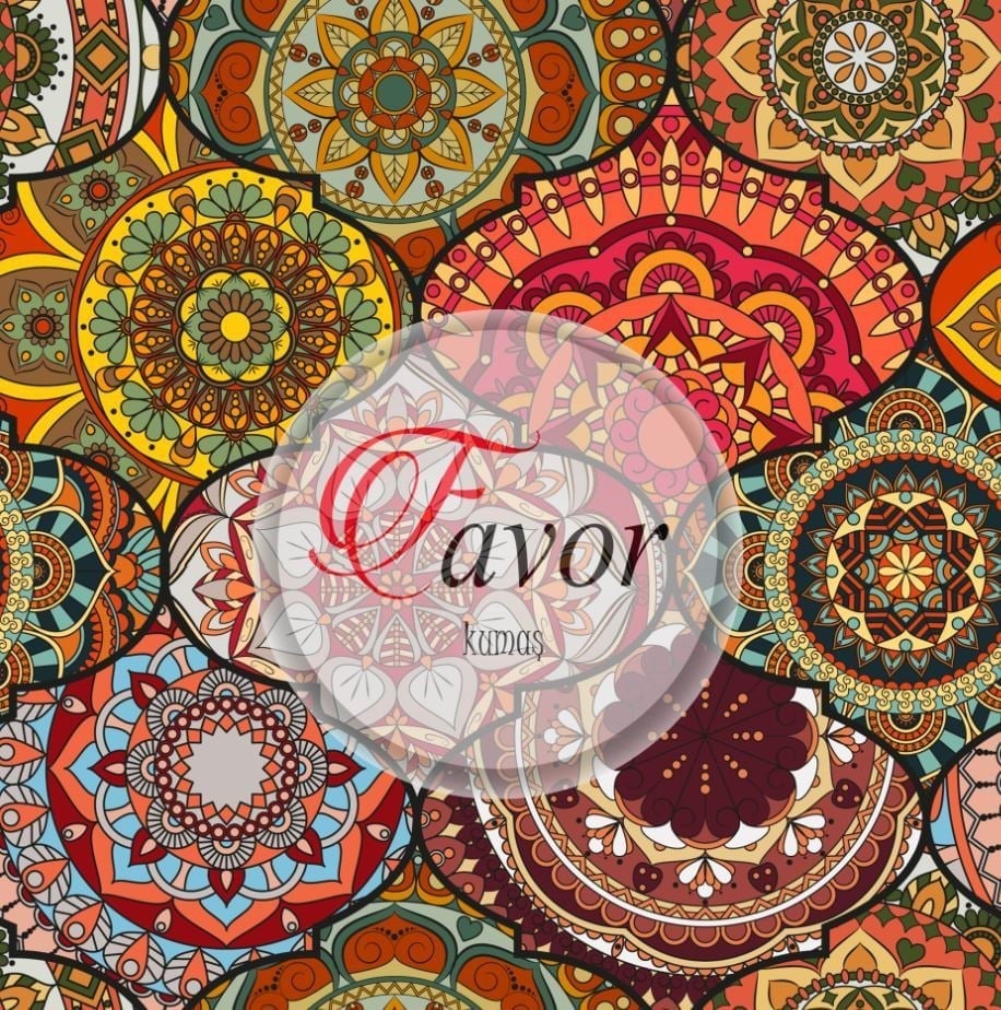 Kahverengi Mandala Desenli Kumaş