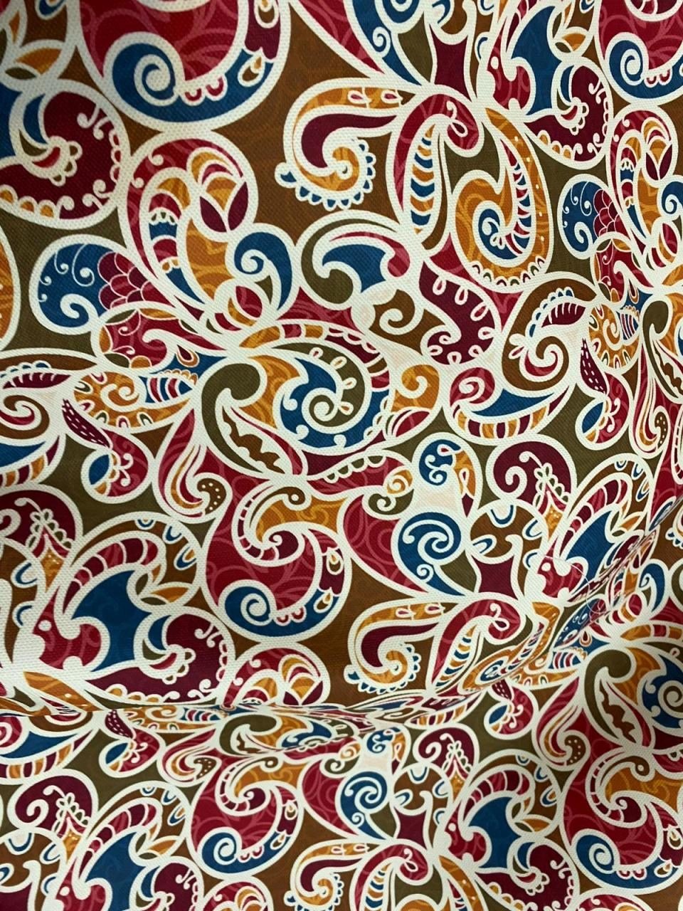 Kahverengi Tonlu Etnik Desenli Kumaş