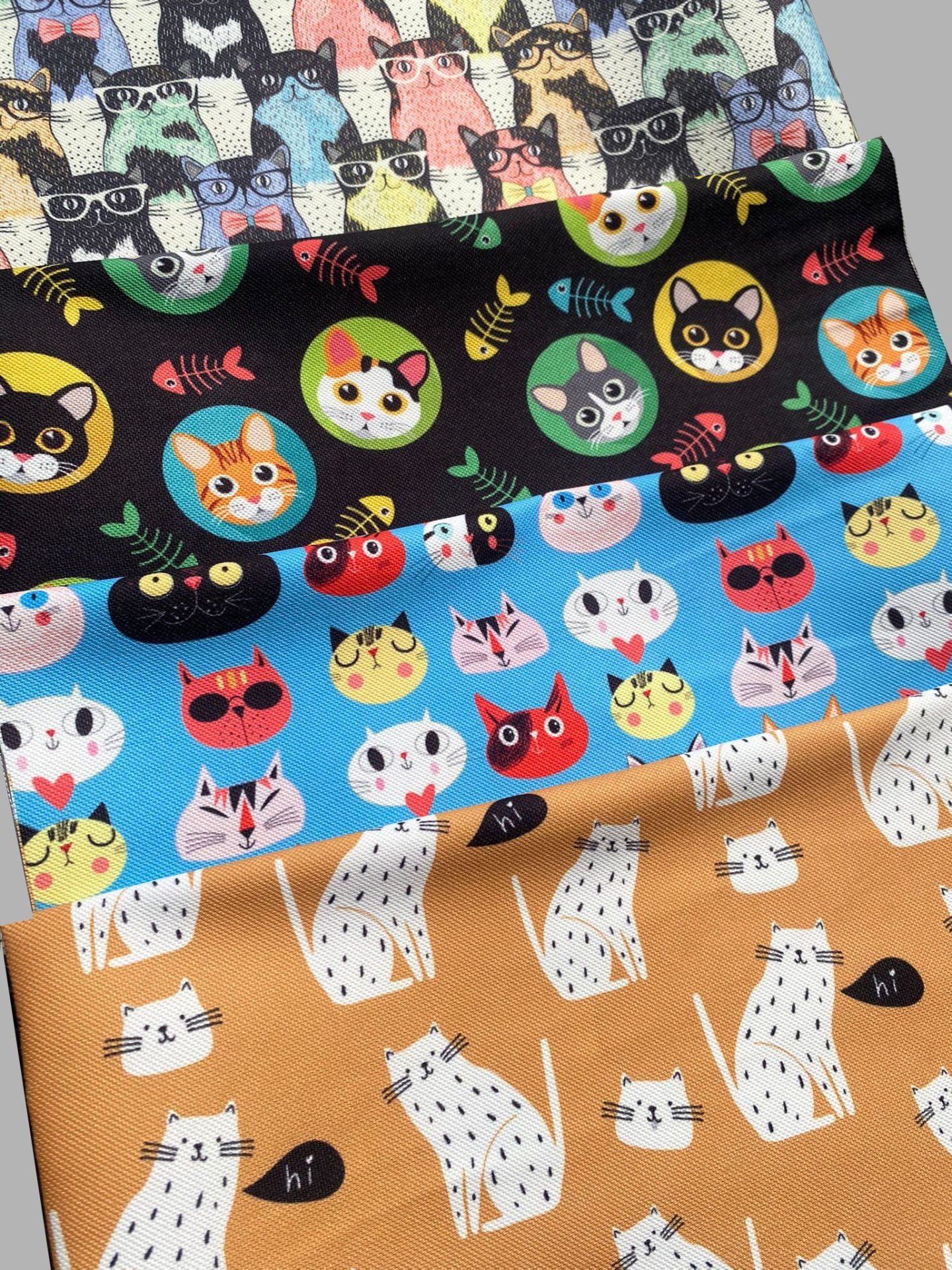 Kedi Desenli Hobi Kumaş Seti