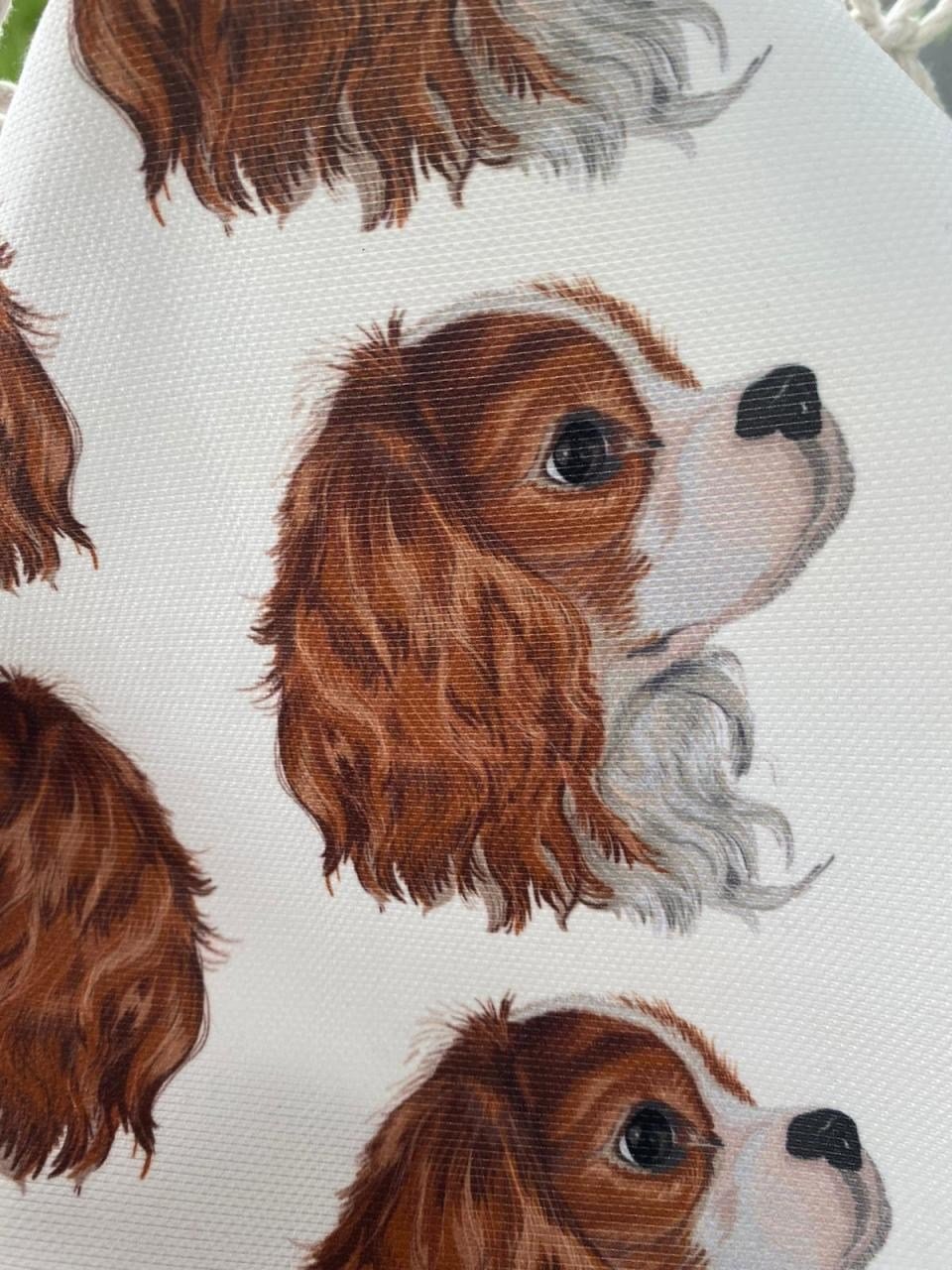 King Charles Köpek Desenli Kumaş