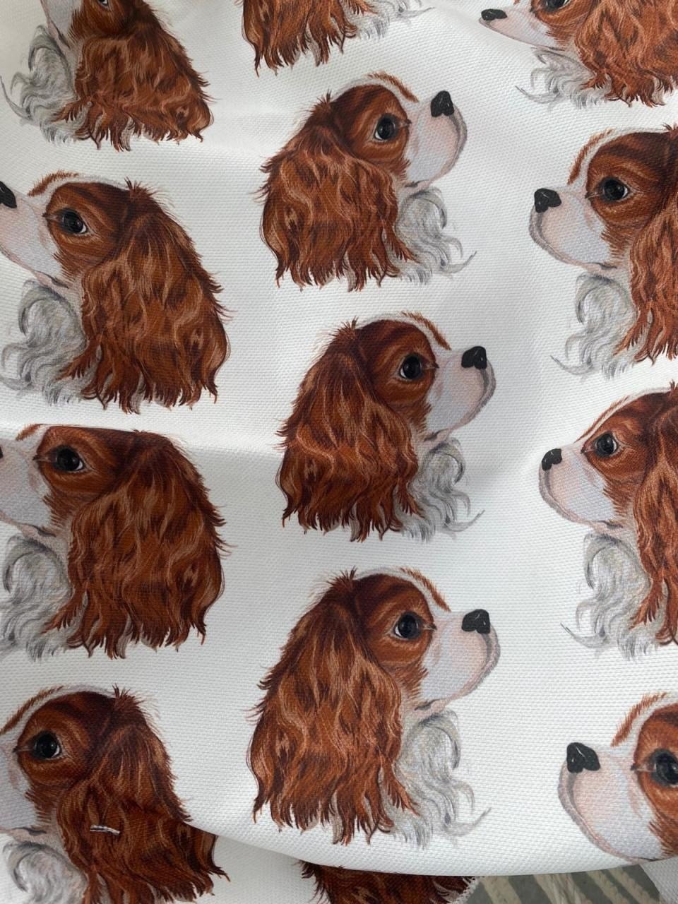 King Charles Köpek Desenli Kumaş