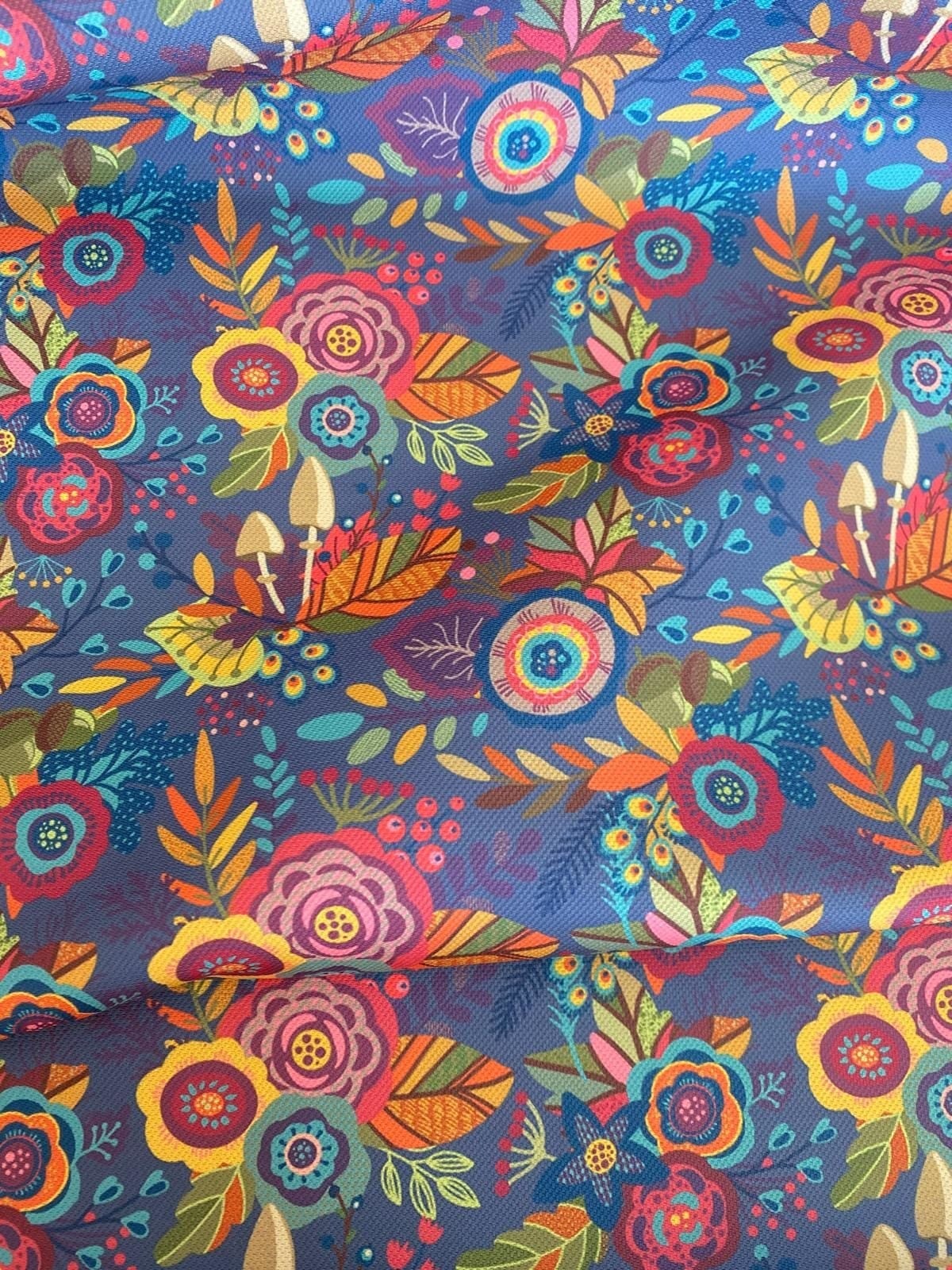 Koyu Pastel Geometrik Çiçek  Desenli Kumaş