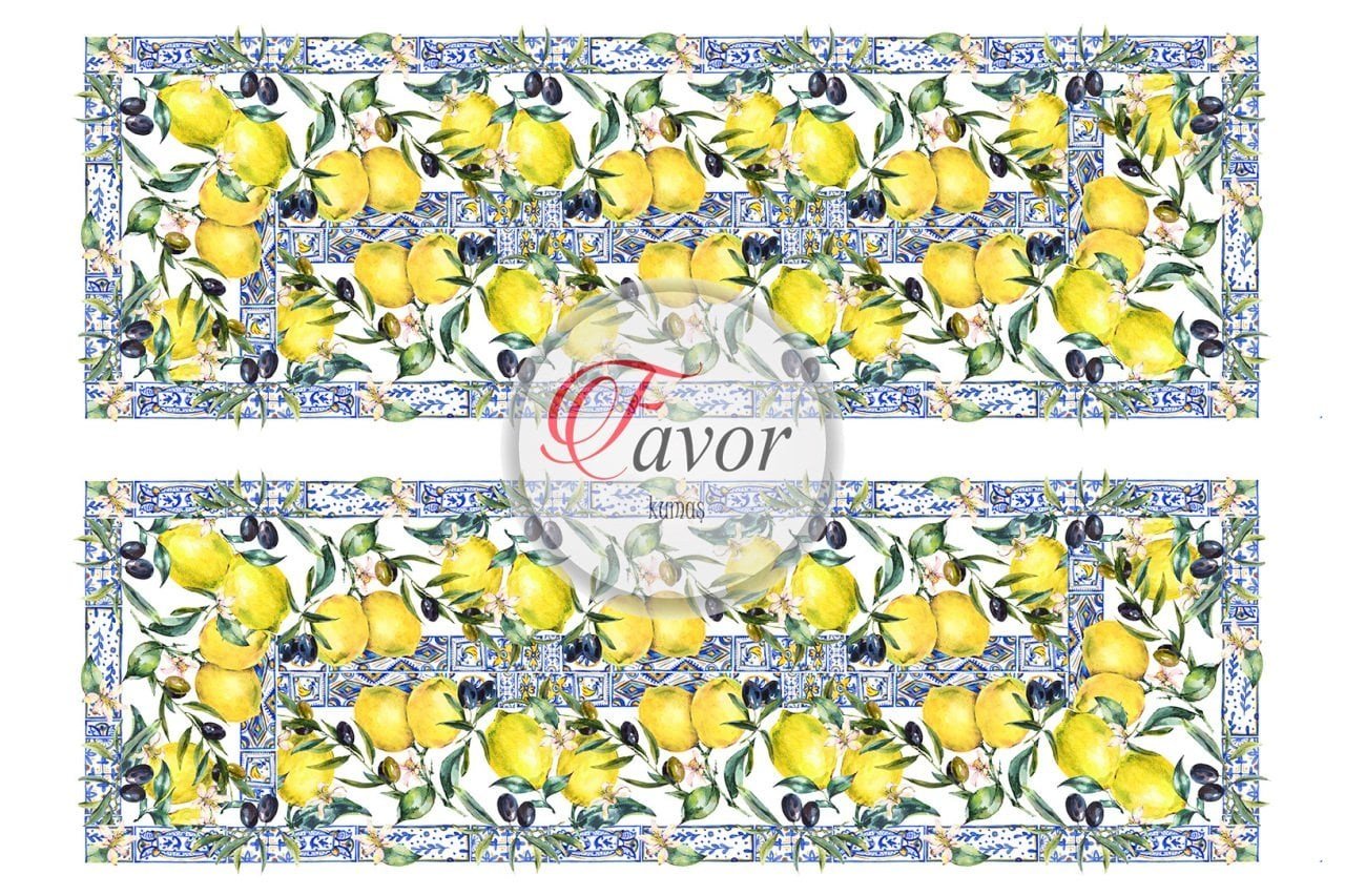 Limon Desenli Runner ve Supla Kumaşı
