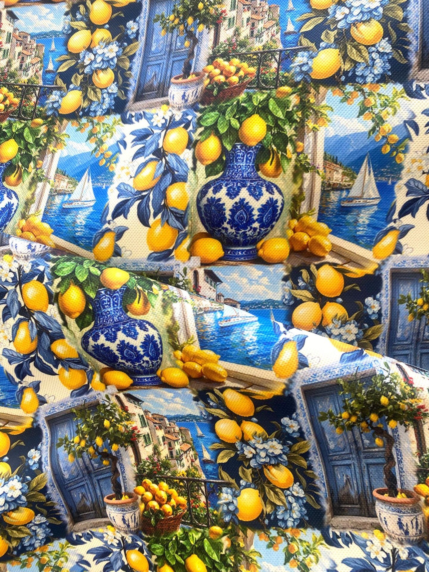 Limon Kolaj Desenli Kumaş