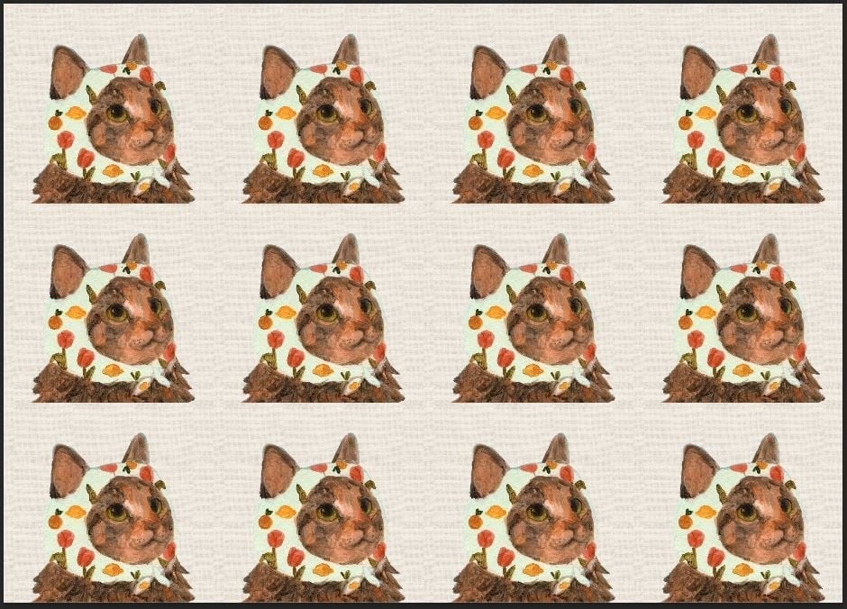 Masum Kedi Desenli Kumaş 3