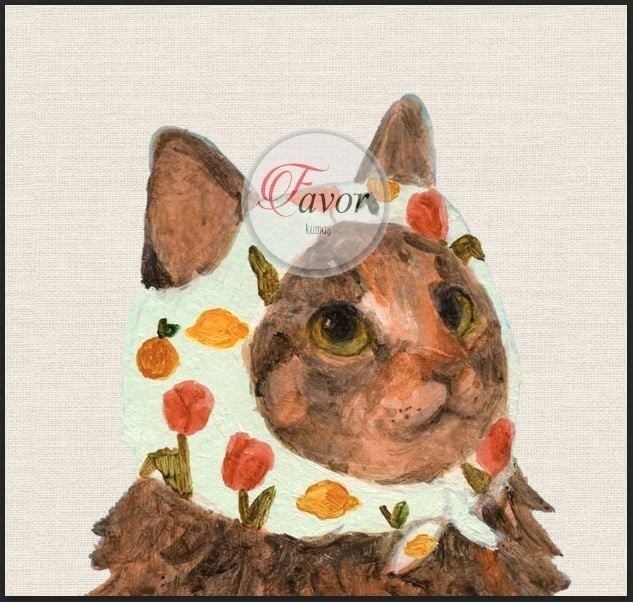 Masum Kedi Desenli Kumaş 3