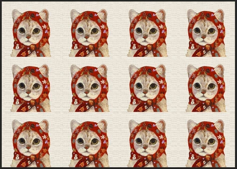 Masum Kedi Desenli Kumaş