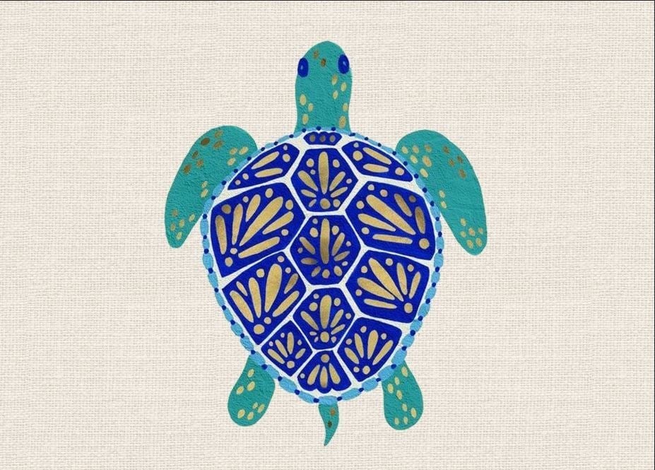Mavi Kaplumbağa Desenli Kumaş