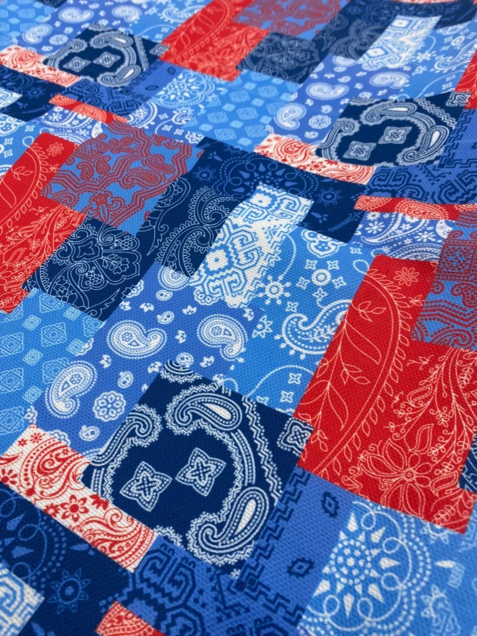 Mavi Patchwork Desenli Kumaş
