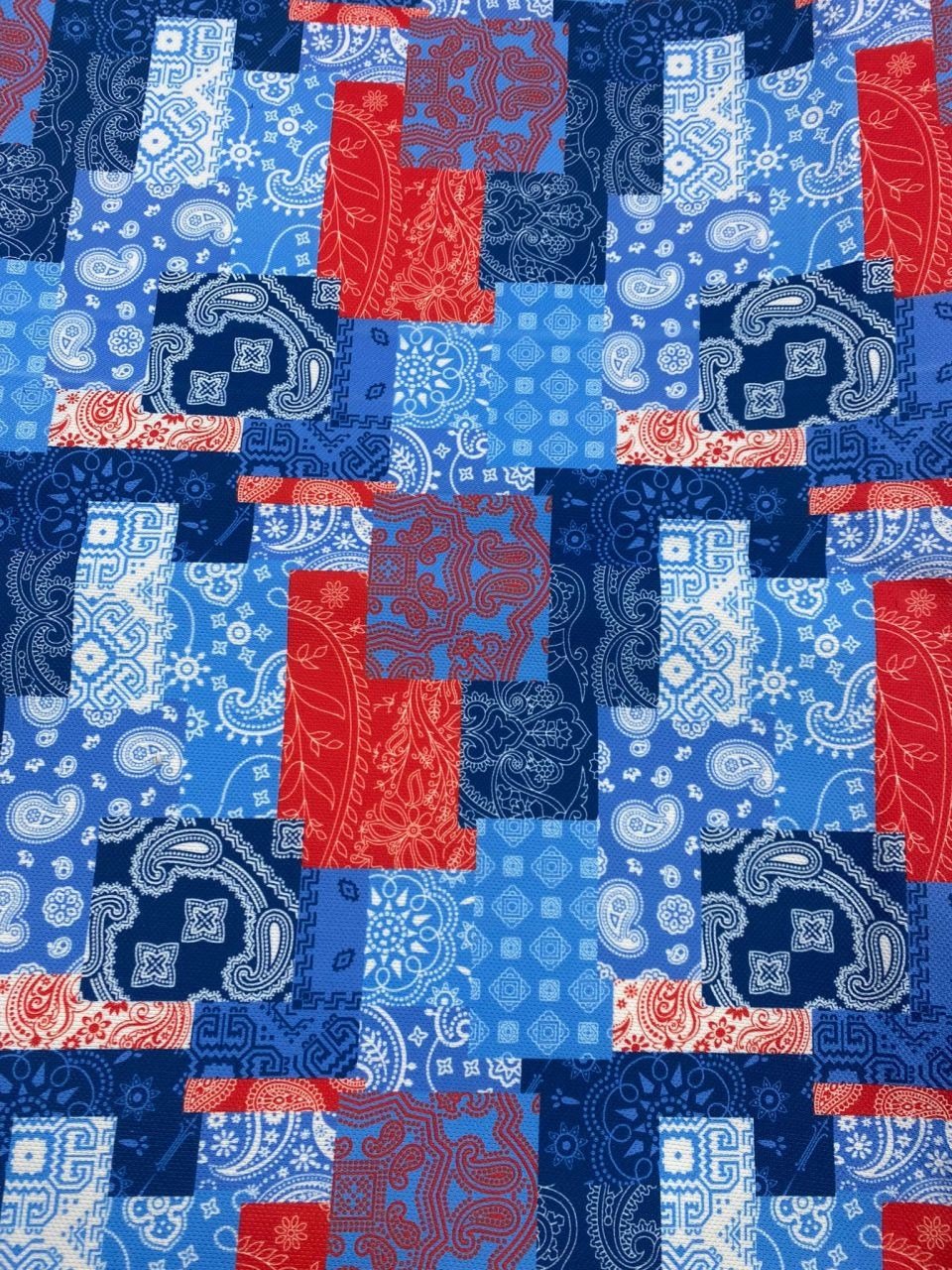 Mavi Patchwork Desenli Kumaş