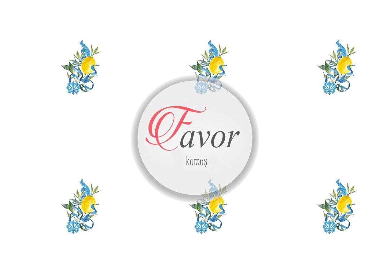 Mavi Sarı Limon Desenli Kumaş