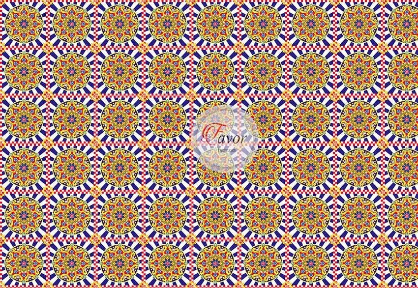 Mavi Zemin Mandala Desenli Kumaş