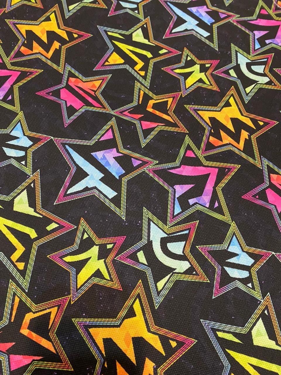 Neon Yıldız Desenli Kumaş