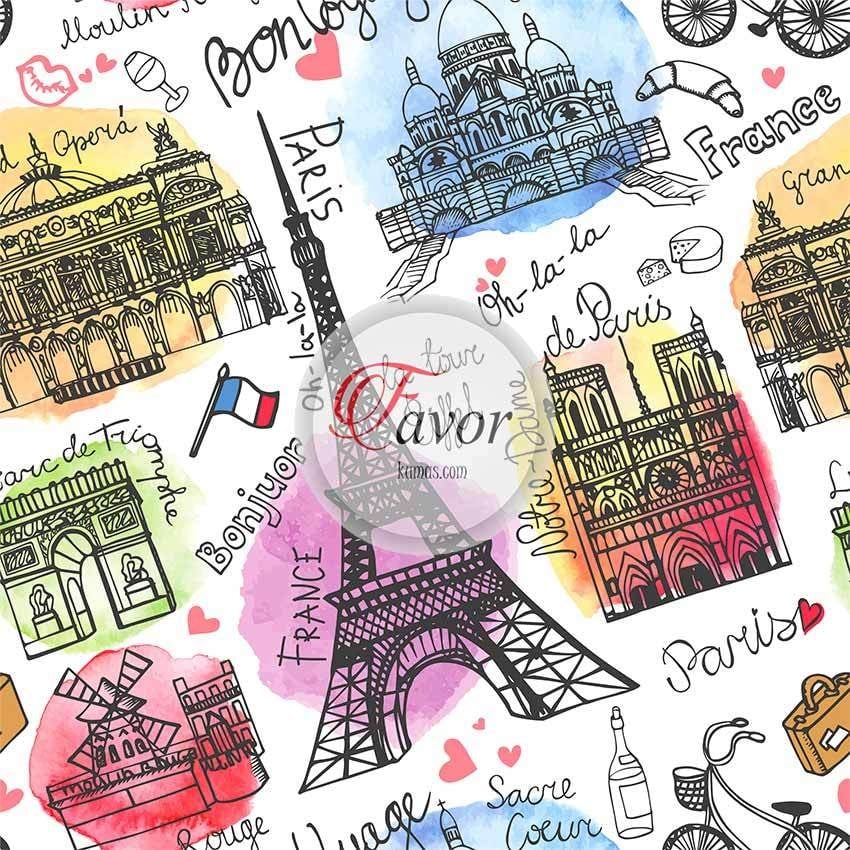 Paris Desenli Kumaş