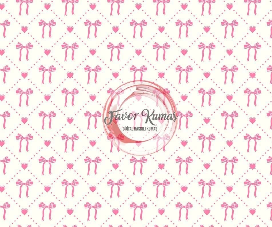Pembe Kurdeleler 2 Desenli Kumaş