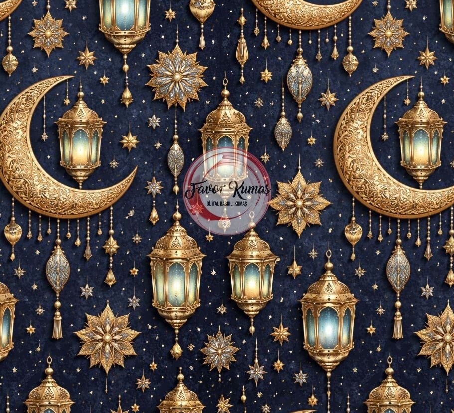 Ramazan Hilal Desenli Kumaş