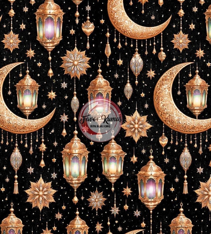 Ramazan Hilal Desenli Kumaş