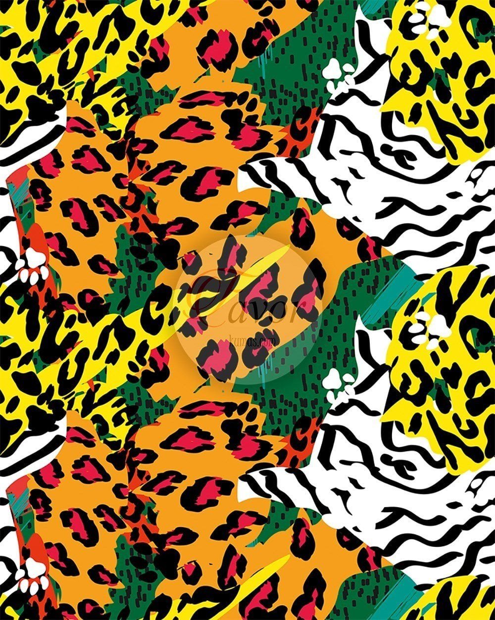 Renkli Leopar Desenli Kumaş