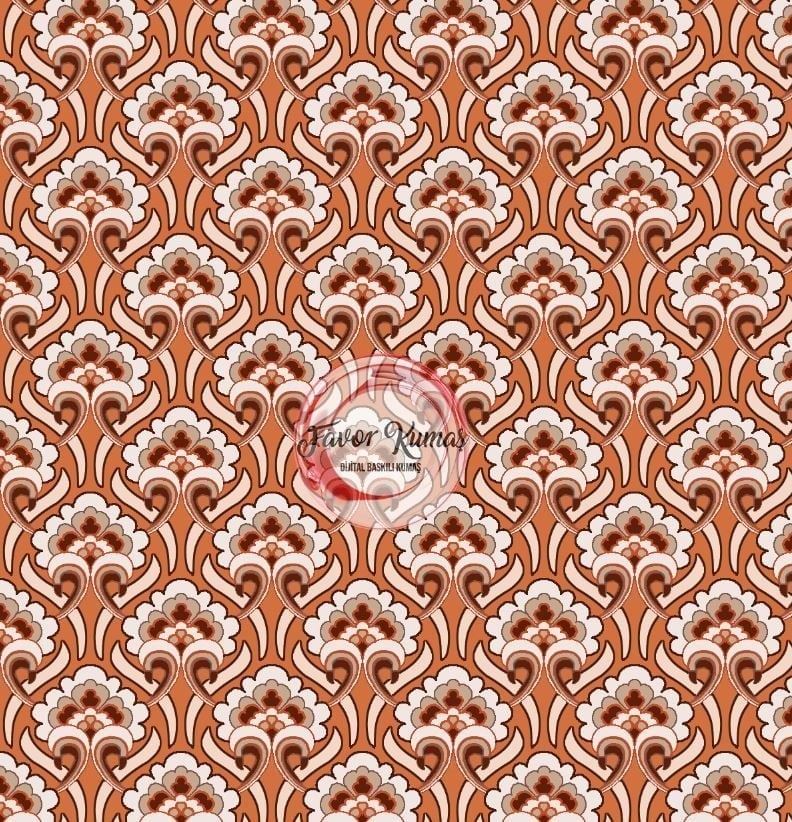 Retro Geometrik Çiçek Desenli Kumaş