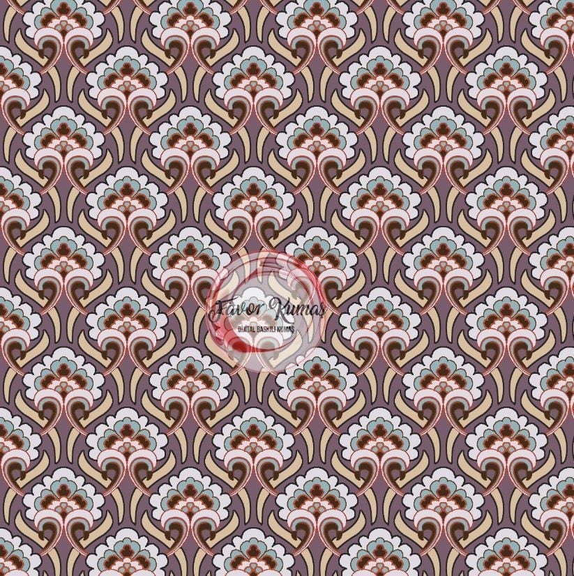 Retro Geometrik Çiçek Desenli Kumaş