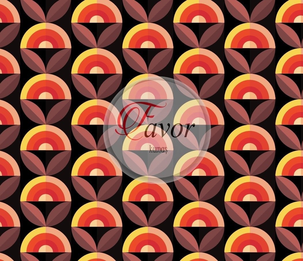 Retro Geometrik Desenli Kumaş