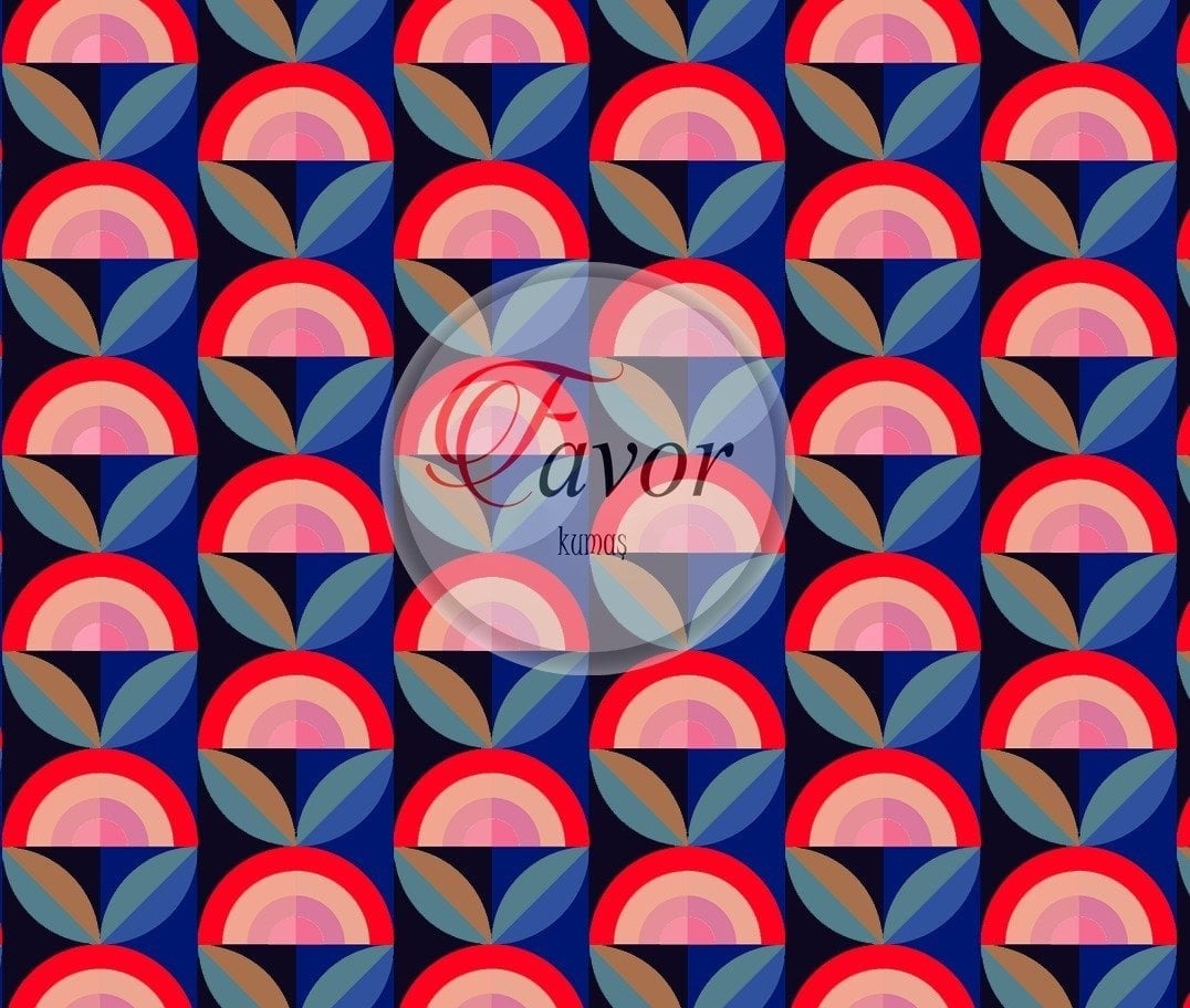 Retro Geometrik Desenli Kumaş