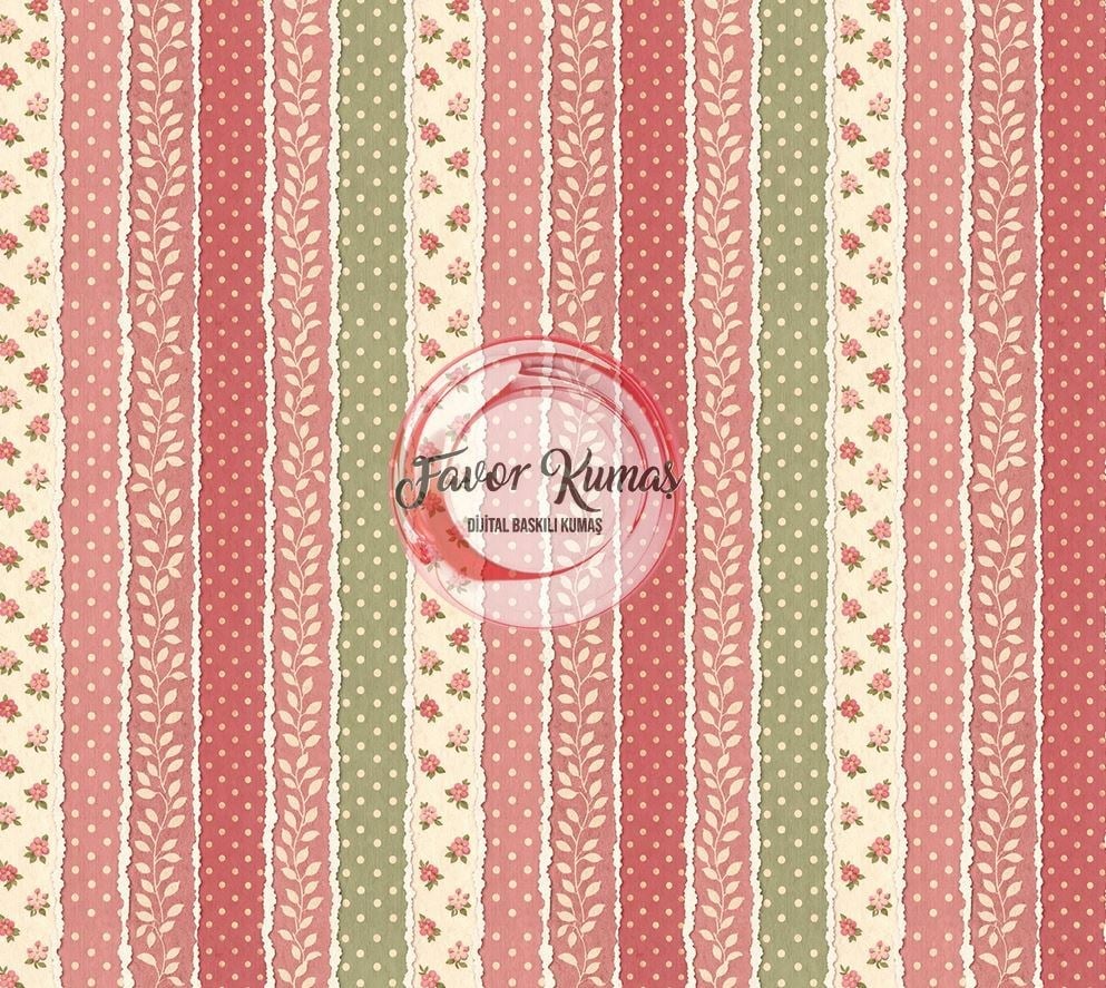 Romantik Şerit Desenli Kumaş