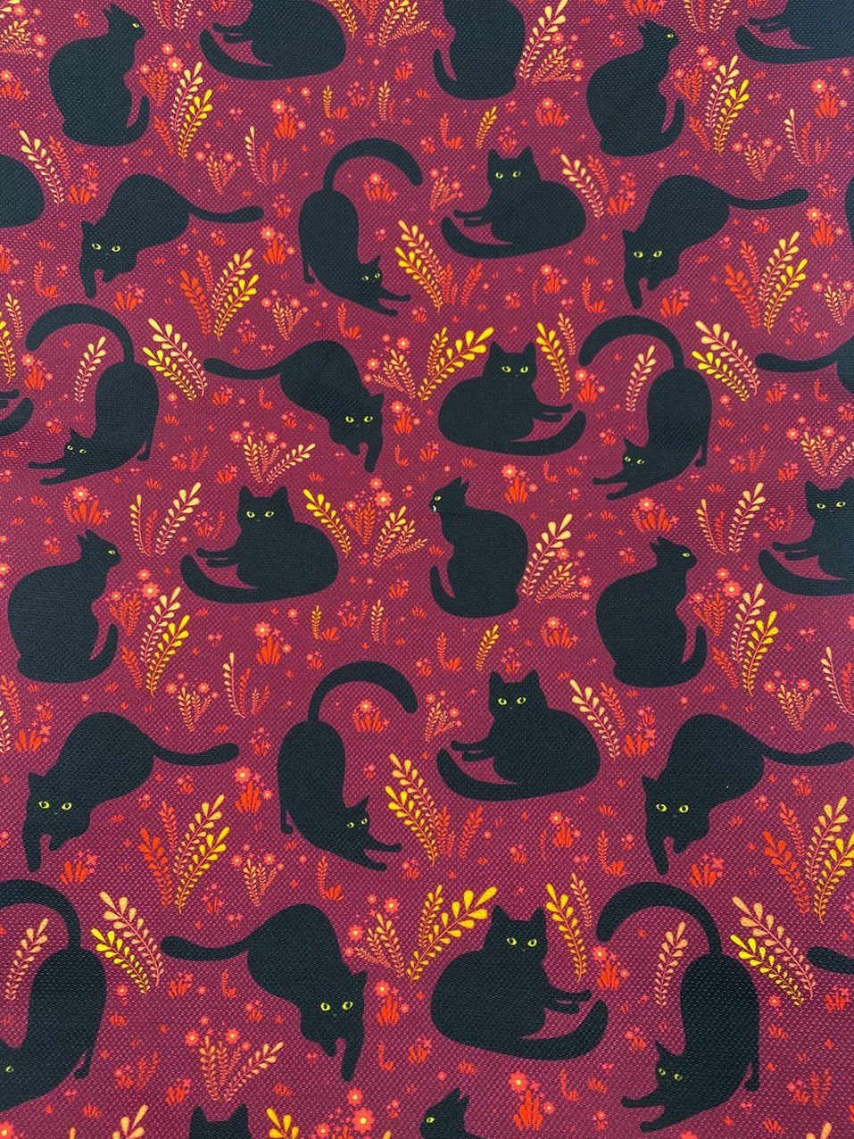 Siyah Kedi Desenli Kumaş