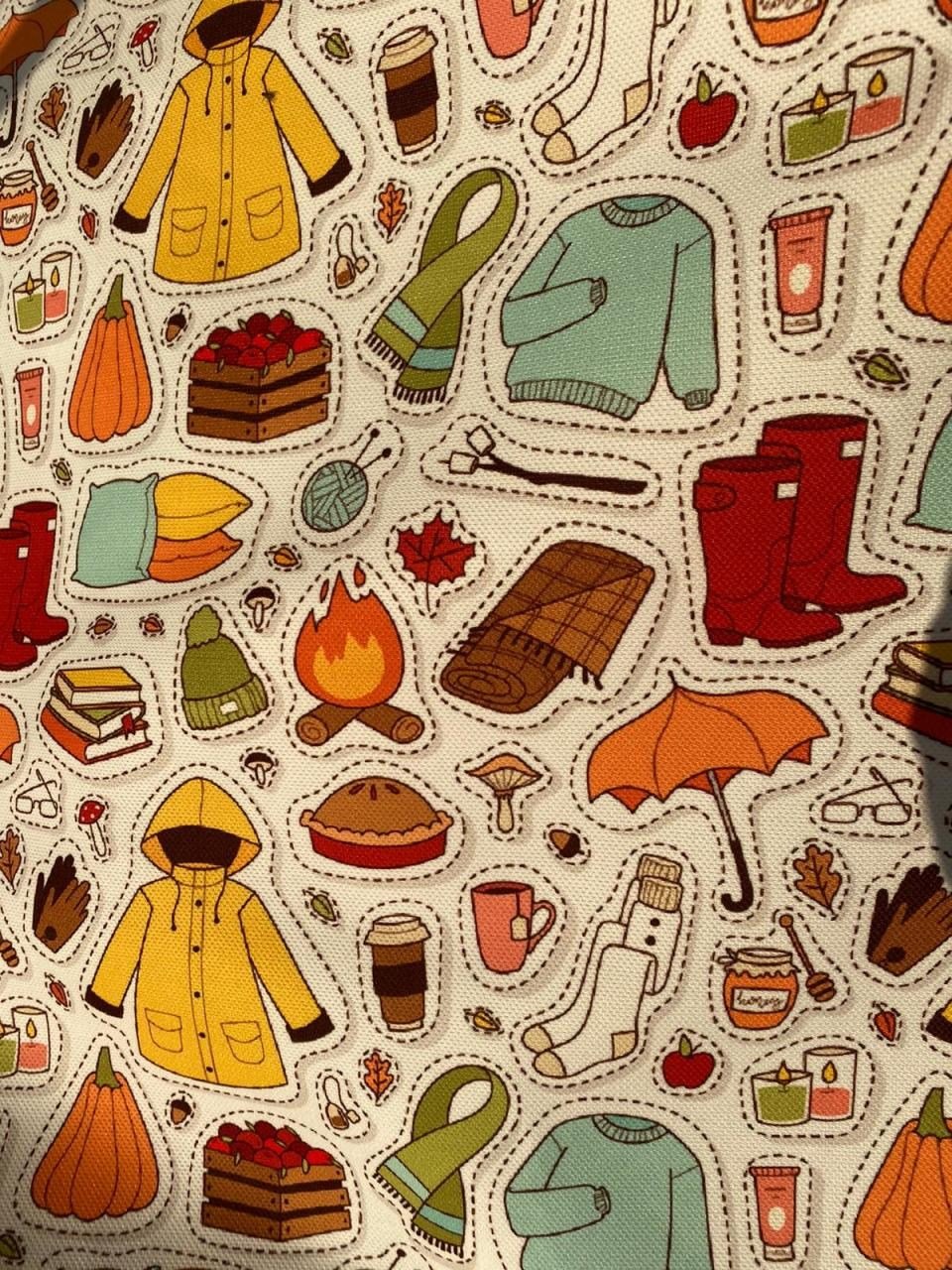 Sonbahar Sticker Desenli Kumaş