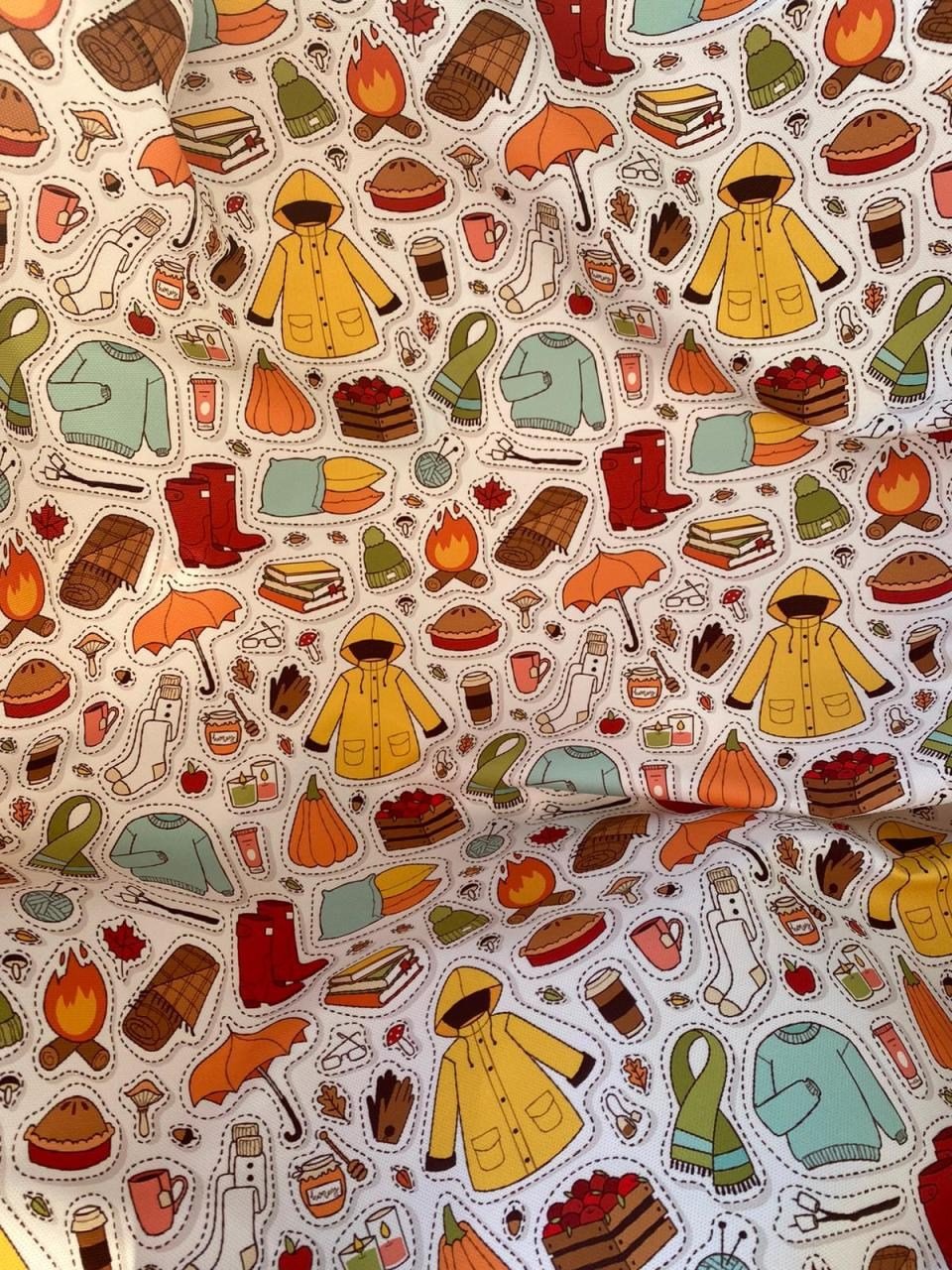 Sonbahar Sticker Desenli Kumaş