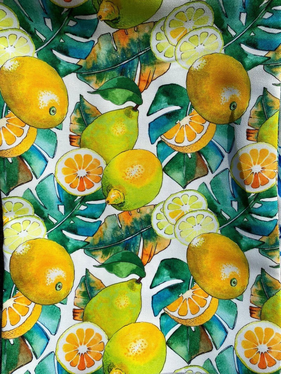 Suluboya Limon Desenli Kumaş