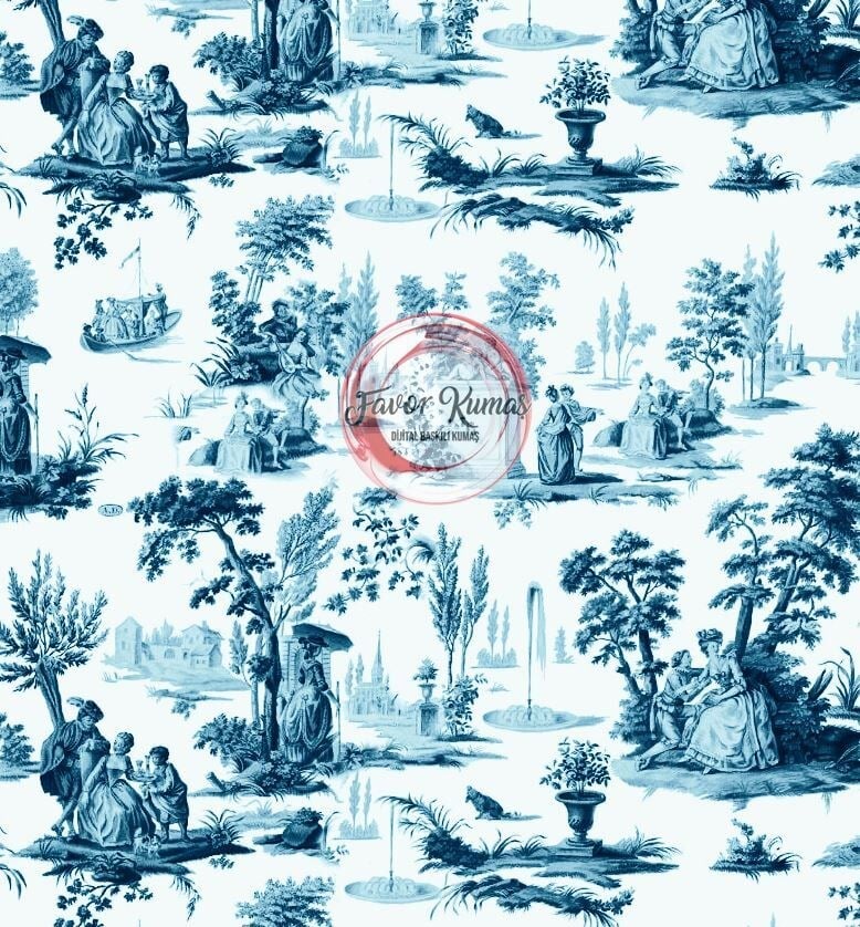 Toile De Jouy Desenli Kumaş 5