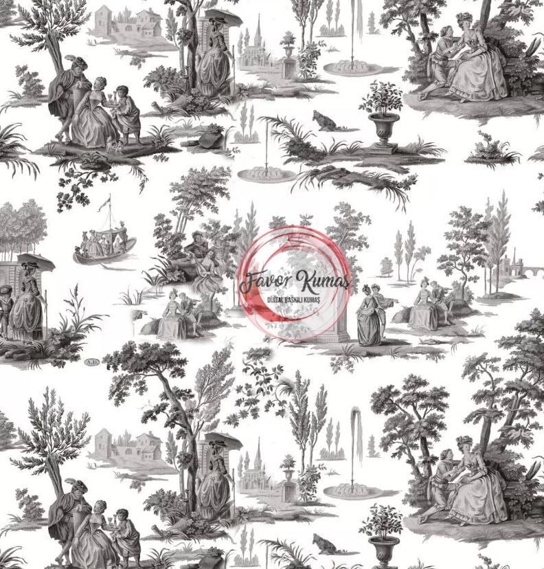 Toile De Jouy Desenli Kumaş 5