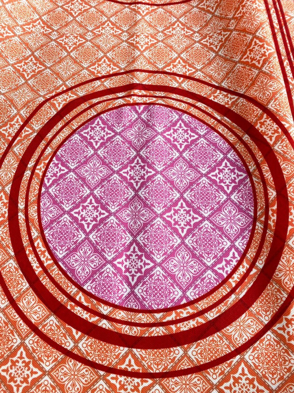 Turuncu Pembe Desenli Runner ve Supla Kumaşı