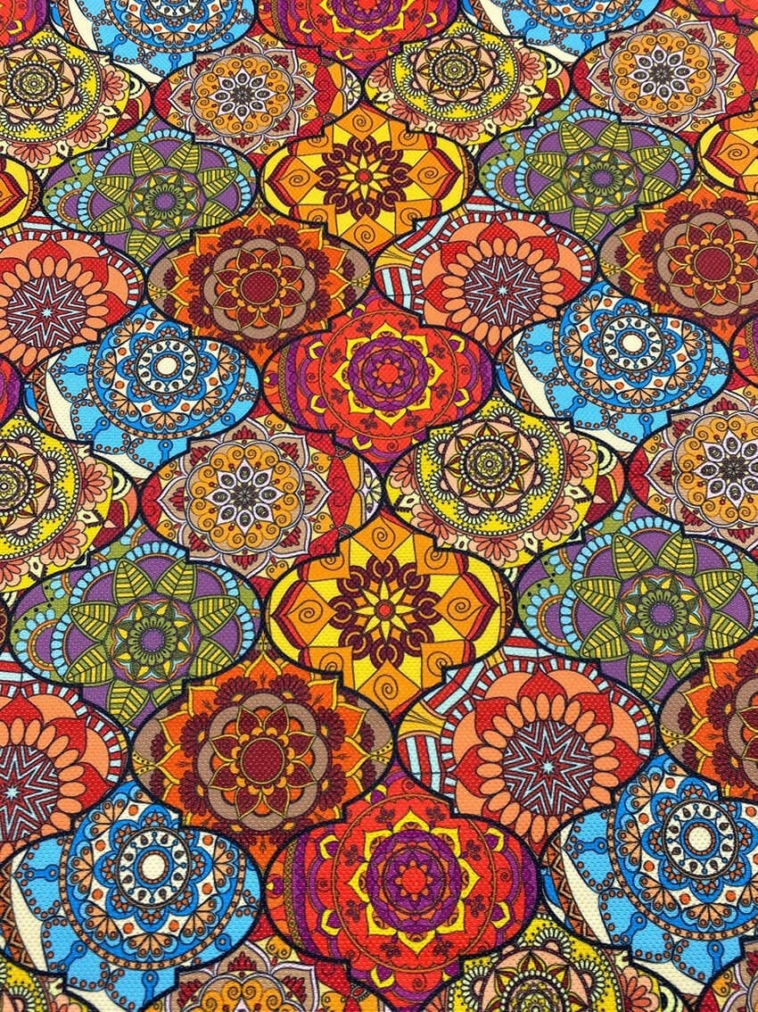 Turuncu Tonlu Mandala Desenli Kumaş