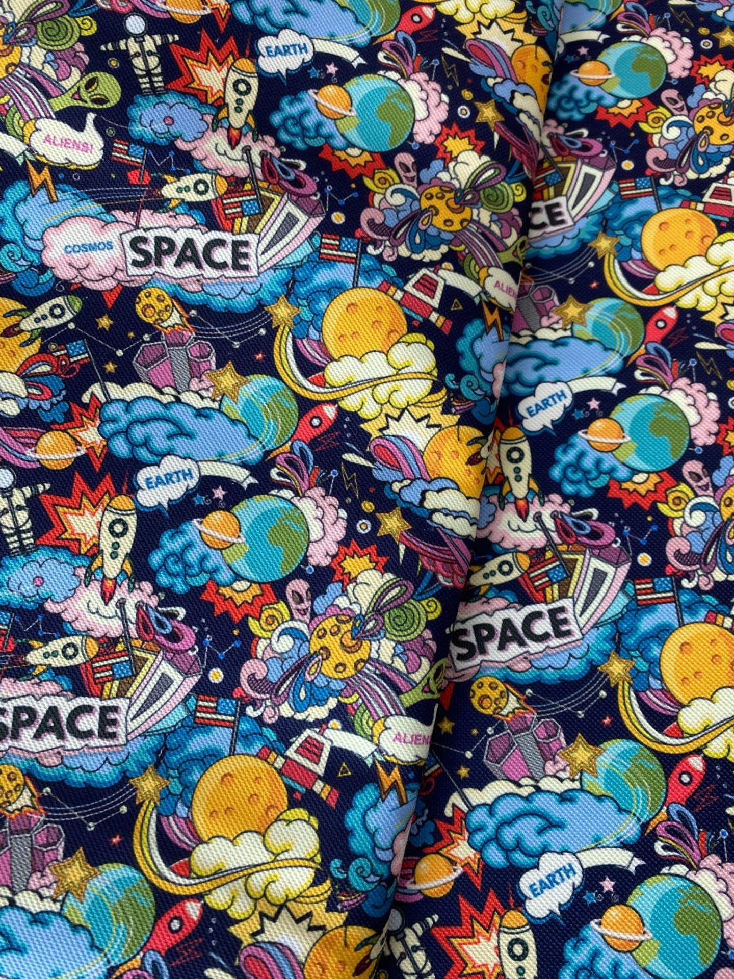 Uzay Space Desenli Kumaş