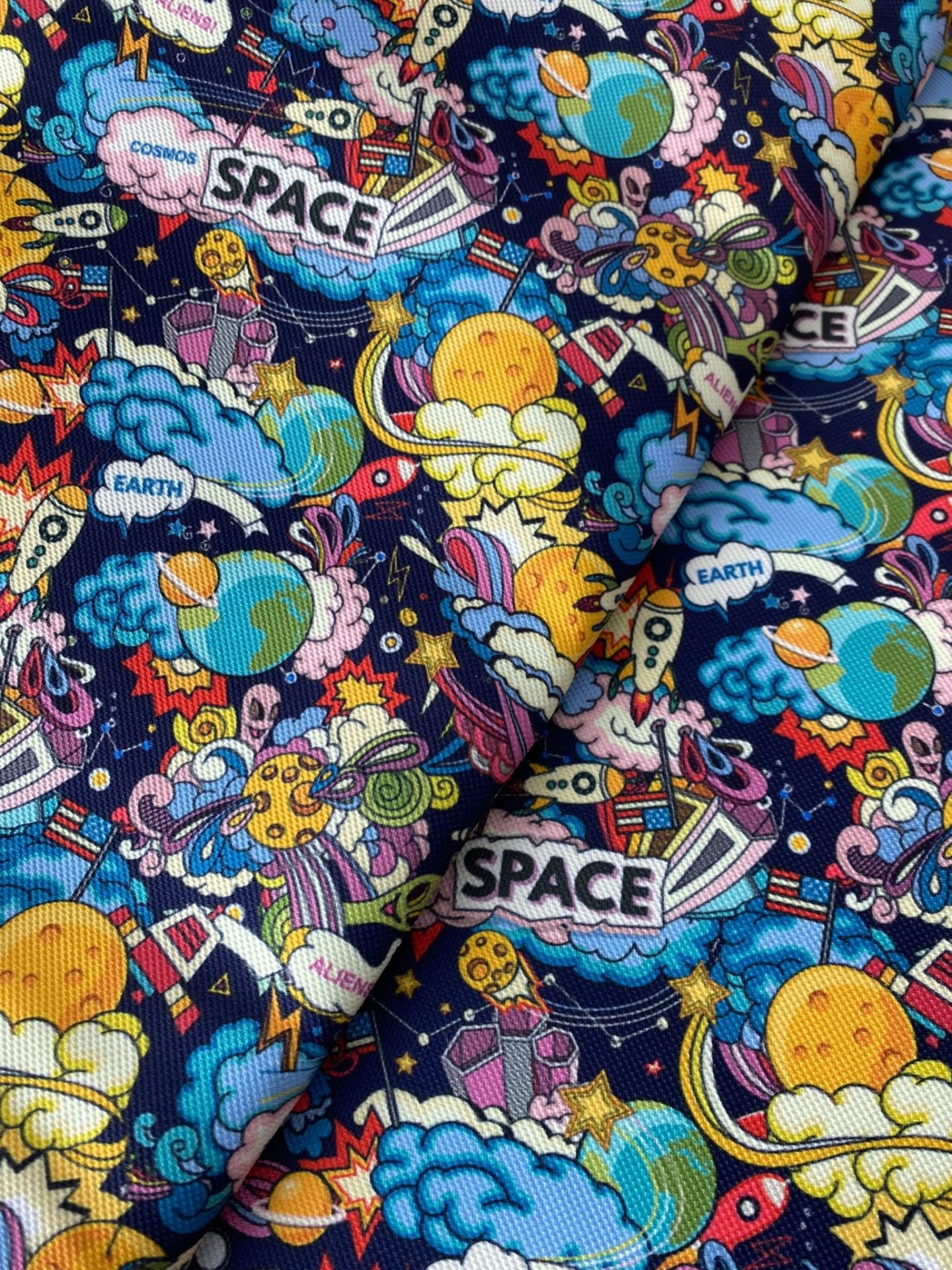 Uzay Space Desenli Kumaş