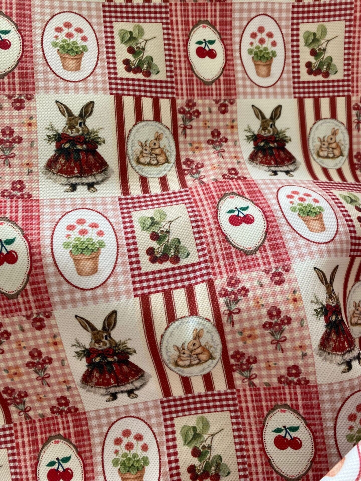 Vintage Pötikare Kırmızı Desenli Kumaş