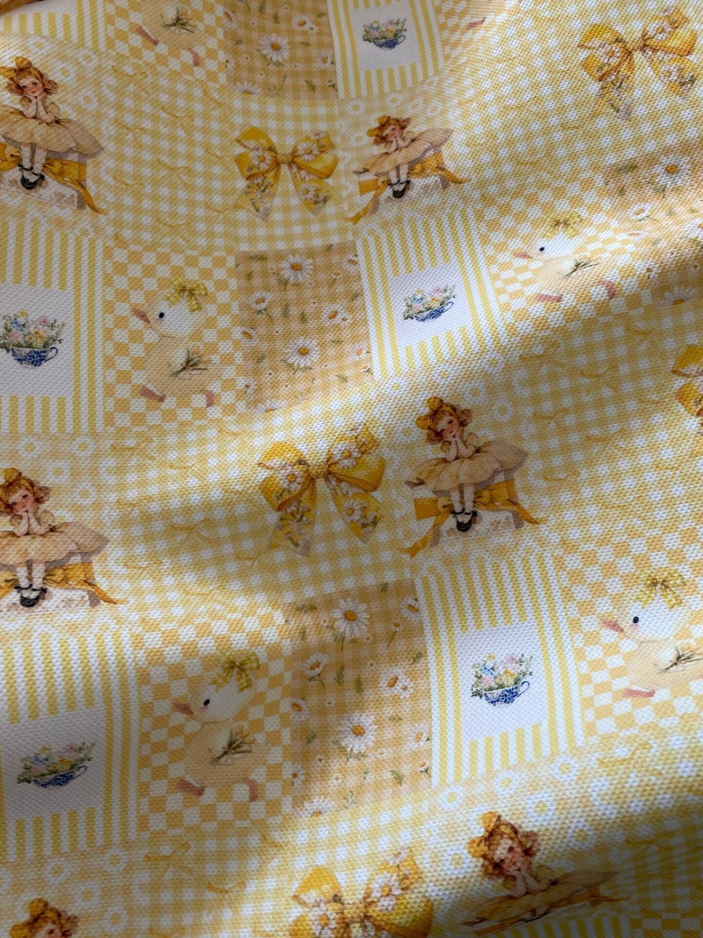 Vintage Pötikare Sarı Desenli Kumaş