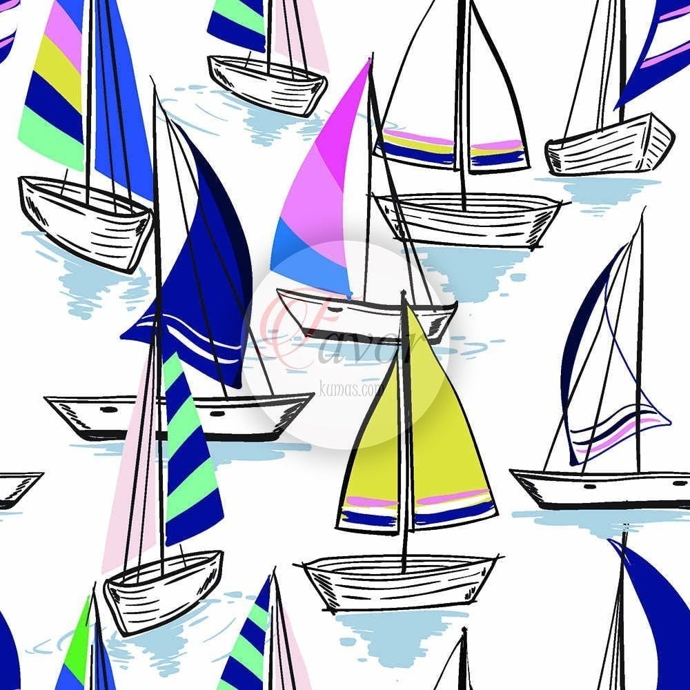 Yelken Desenli Marin Kumaş 2
