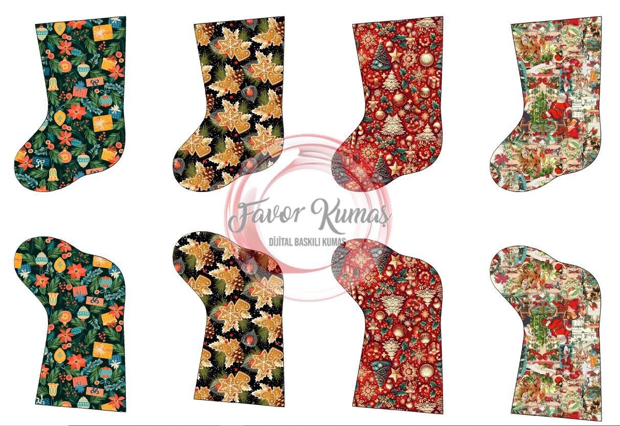 Yılbaşı Çorap Pano Desenli Kumaş