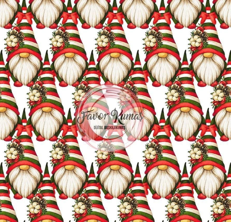 Yılbaşı Cücesi Desenli Kumaş 2