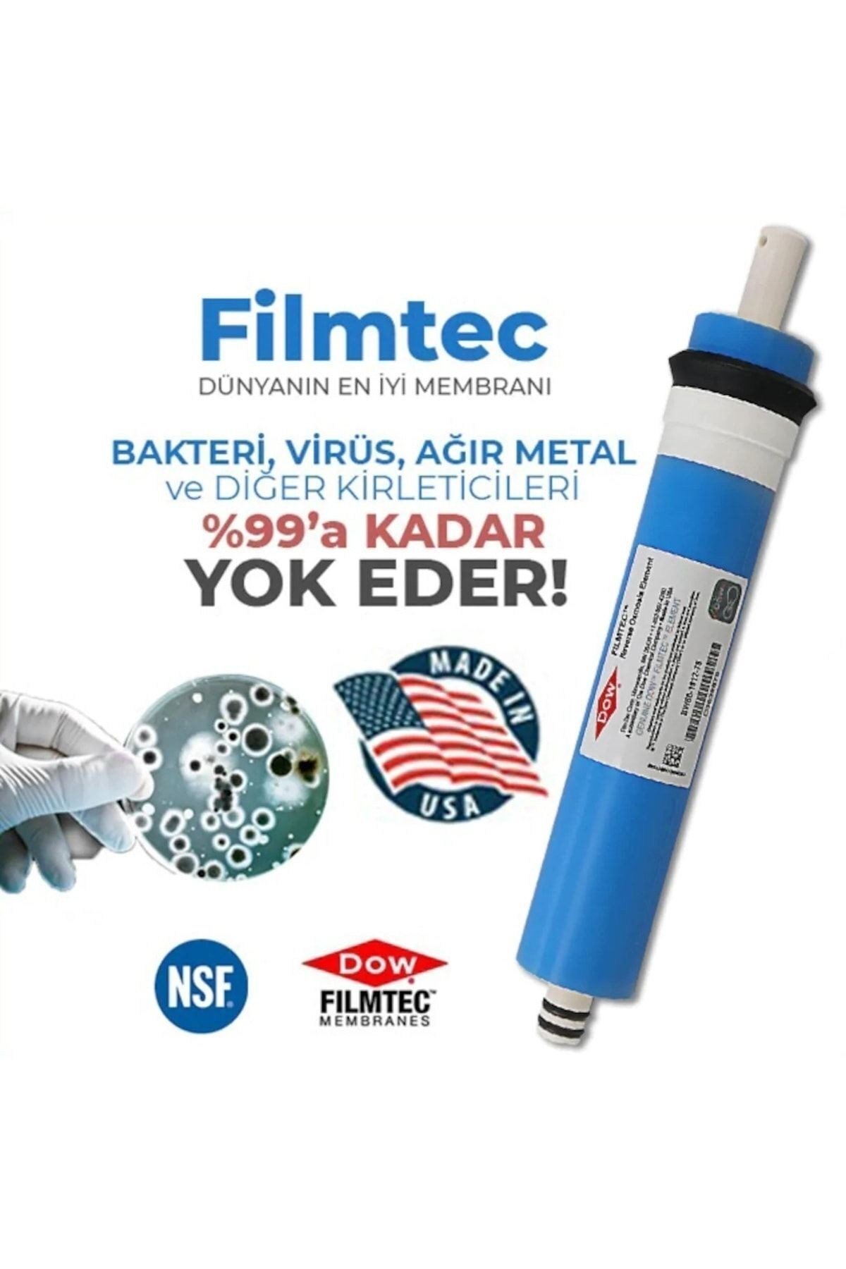 Filmtec Membran 75 Gpd Kare Kodlu Su Arıtma Cihazı Filtre